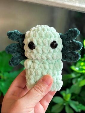 Handmade Crochet Mini Axolotl—green